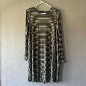 American Eagle Green Striped Long Sleeve Dress Size Large
